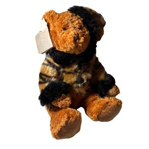 Dakin Lady Bear TAMARA 15" Plush Butterscotch Teddy w/Tiger Print Jacket & Hat